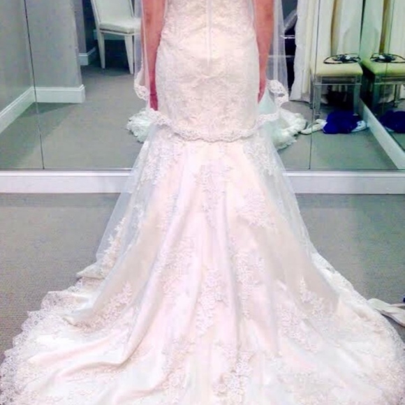 Ivory Lace Fit and Flare Wedding Dress - Picture 2 of 6